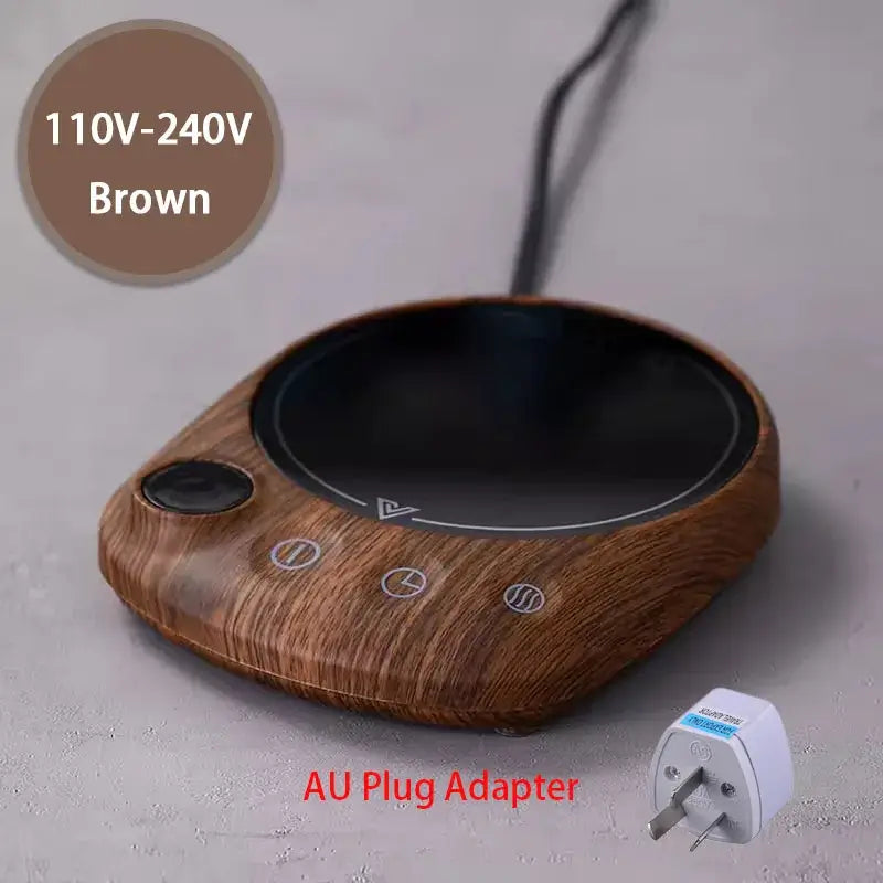 Electric Beverage Heating Plate 200W Smart Mug Warmer 5 Temps AU-Brown-NO CUP