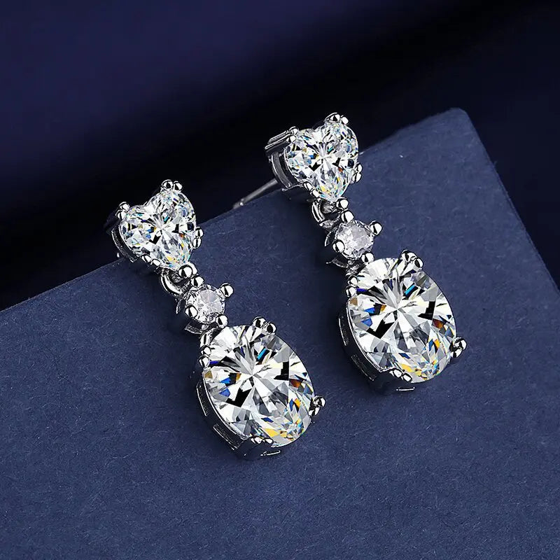 Sterling Silver CZ Crystal Plant Stud Earrings for Women and Teens