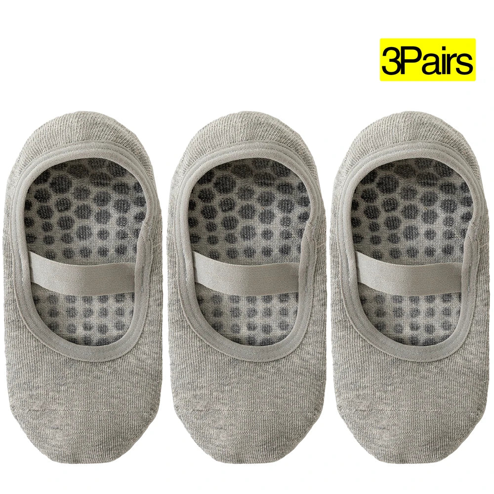 3 Pairs Womens No Show One Band Anti Slip Yoga Socks