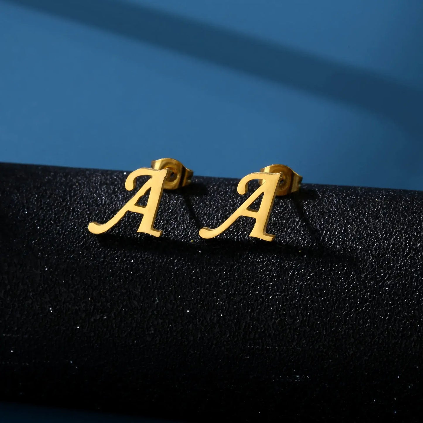 Tiny Stainless Steel Initial Letter Stud Earrings Gift A