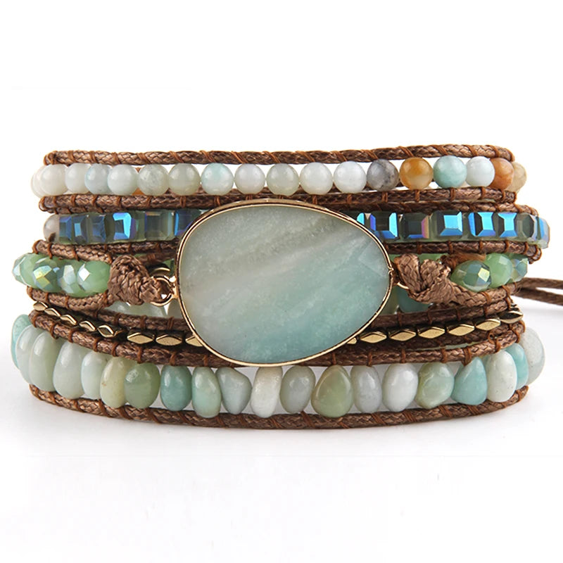 Mixed Natural Stones Bohemian Wrap Bracelets Set for Women