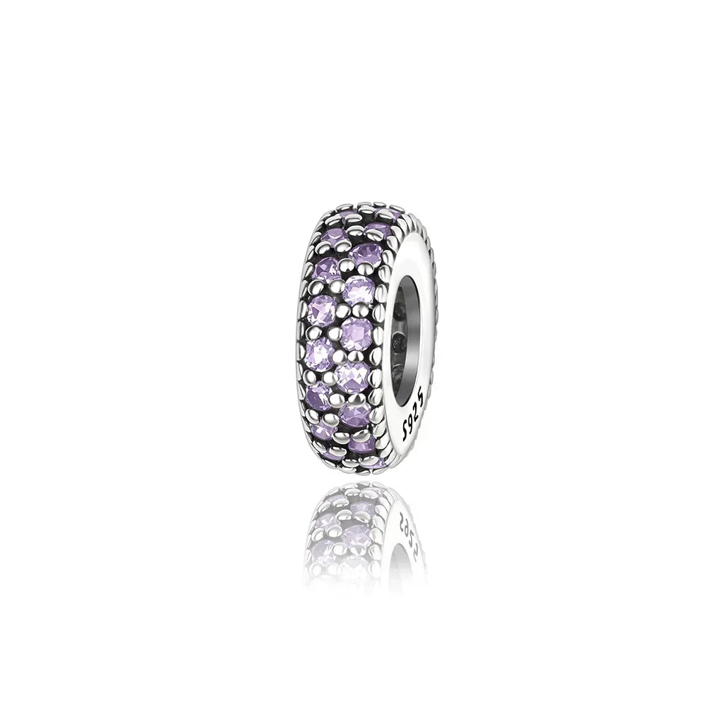 Sparkling Purple Jellyfish Sterling Silver 925 Charm Bead Birthday Pendant for DIY Bracelet Jewelry