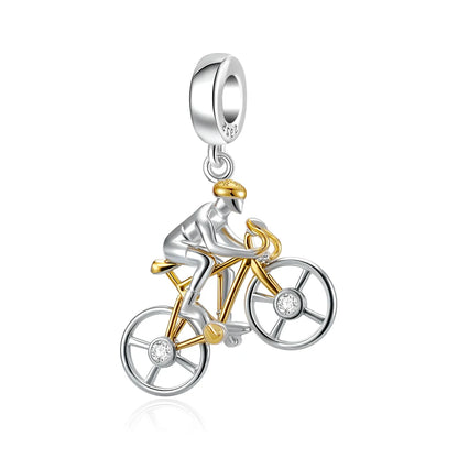 Exquisite 925 Silver Dog Car Bead Bicycle Pendant for DIY European Bracelet Accessories