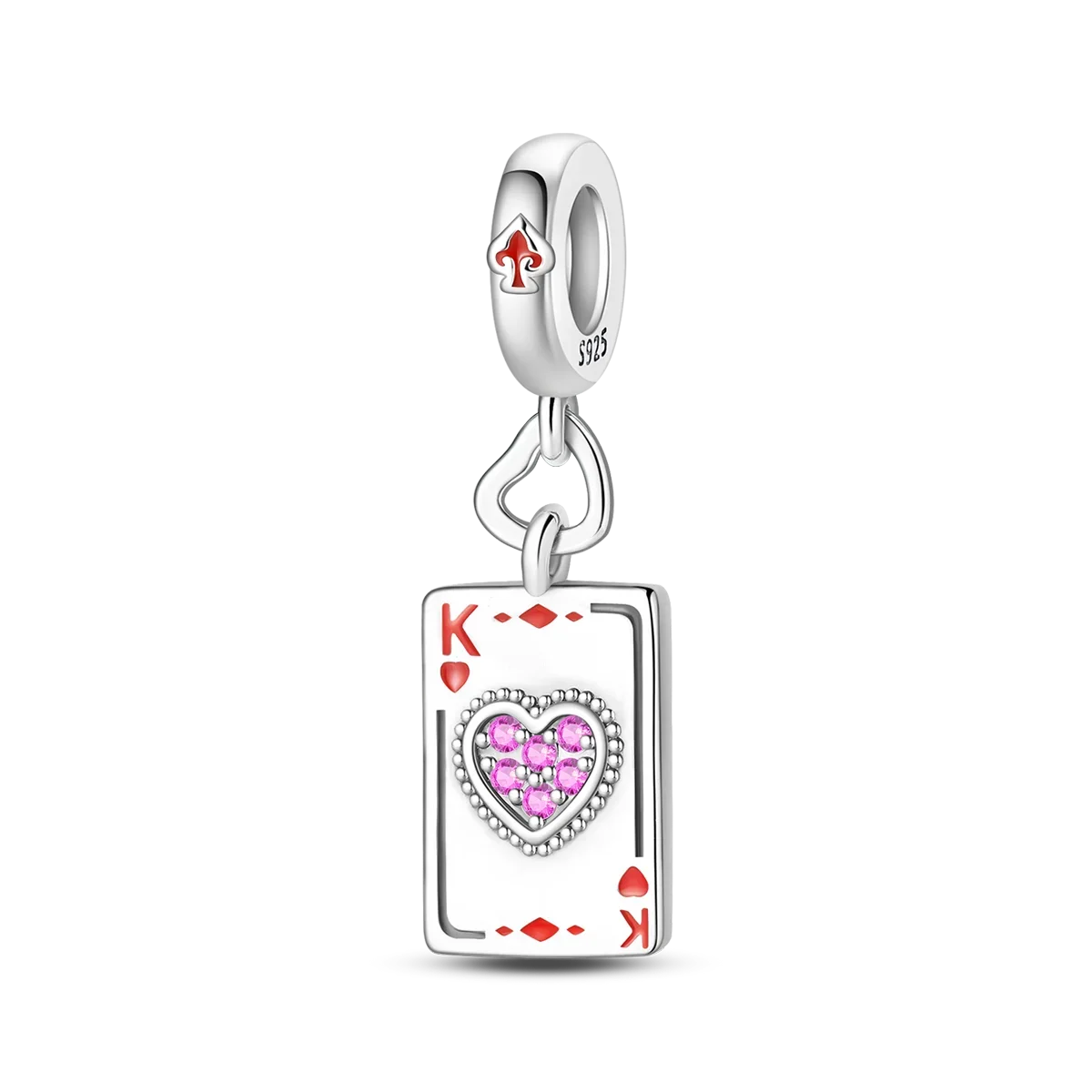 Original 925 Sterling Silver Playing Card Charms Pendant Poker Joker Hearts Spades Crown Bead Jewelry for Bracelets and Necklaces
