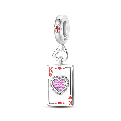Original 925 Sterling Silver Playing Card Charms Pendant Poker Joker Hearts Spades Crown Bead Jewelry for Bracelets and Necklaces