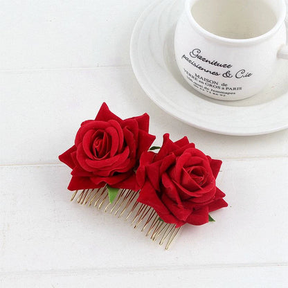 Elegant Rose Flower U-Shaped Hairpins for Wedding Brides and Women