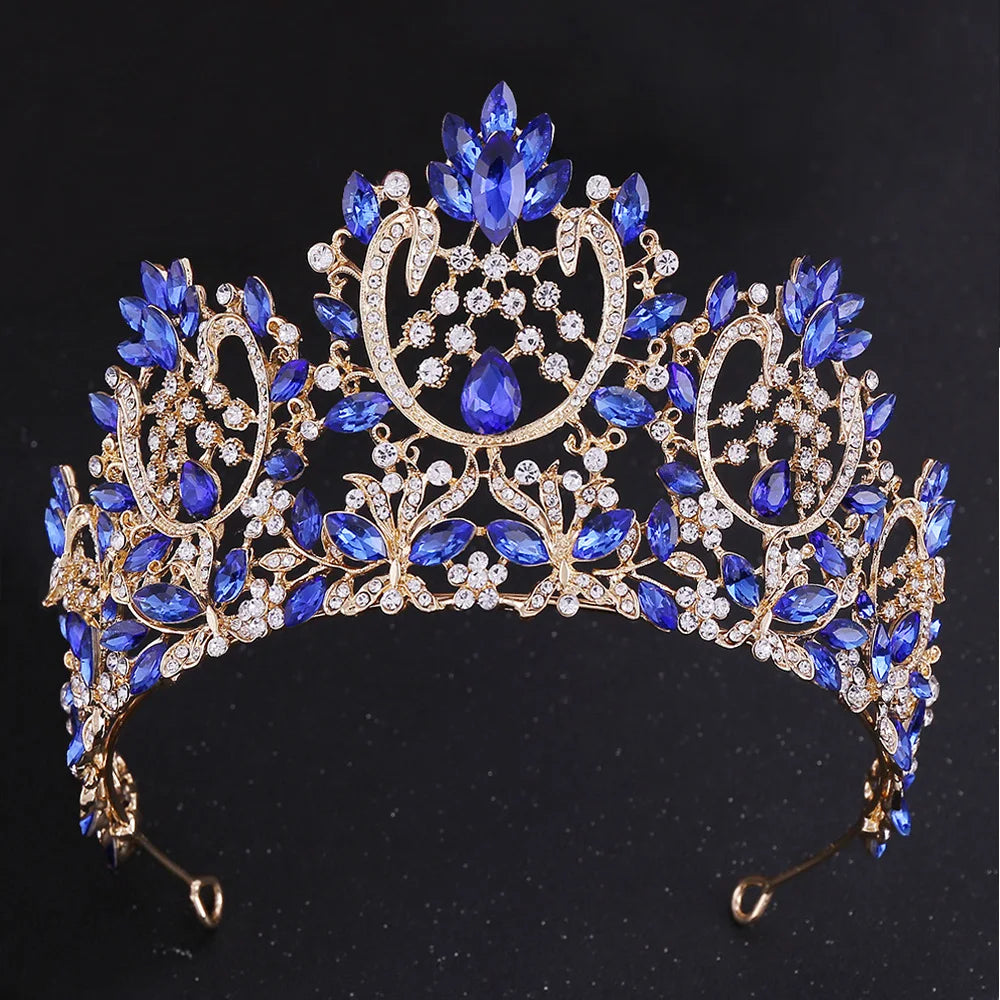 Baroque Crystal Rhinestone Tiara - Vintage Bridal Crown for Weddings & Prom