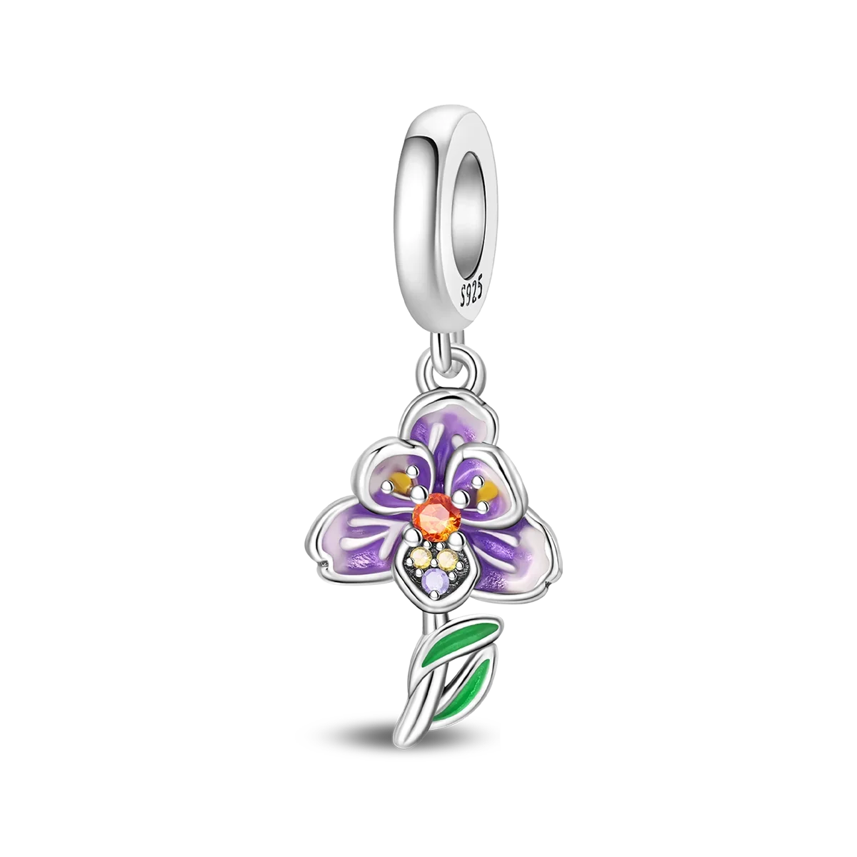 925 Sterling Silver Purple Heartsease Hydrangea Charms for DIY Jewelry Necklace and Bracelet Gifts