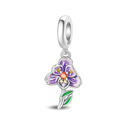 925 Sterling Silver Purple Heartsease Hydrangea Charms for DIY Jewelry Necklace and Bracelet Gifts