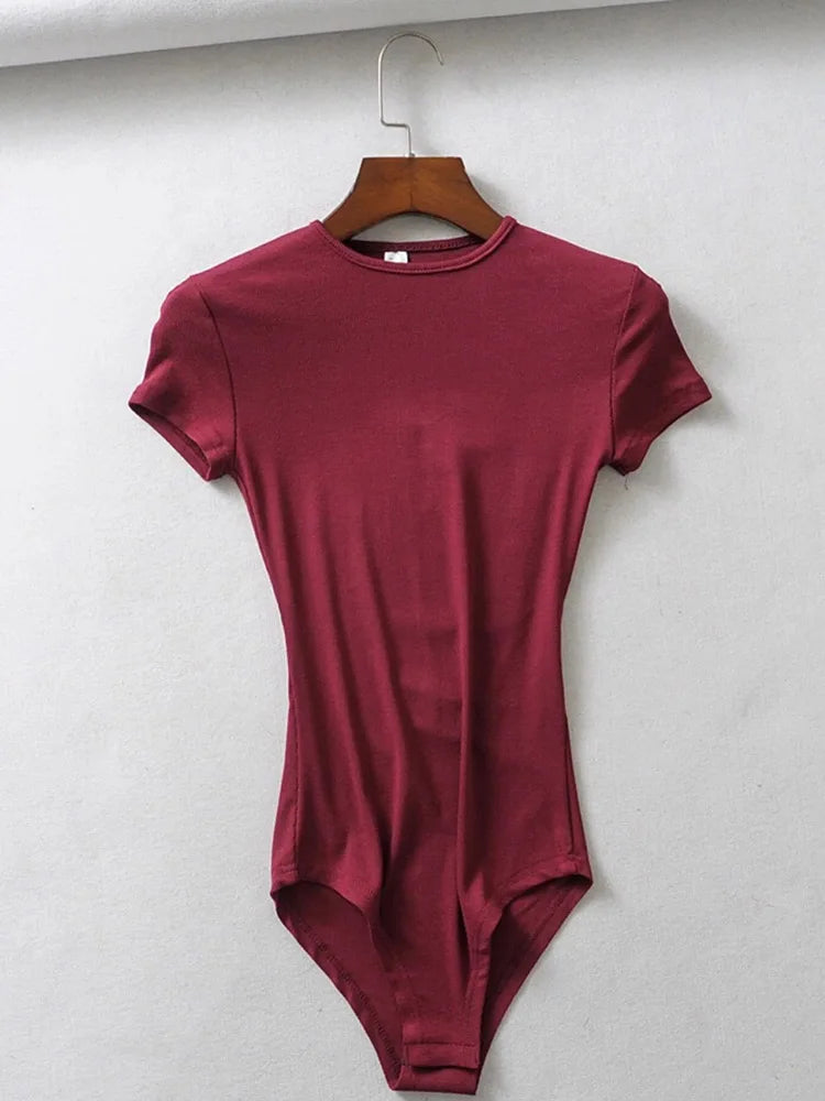 Summer Women Slim Short Sleeve Bodysuit Romper Jumpsuit