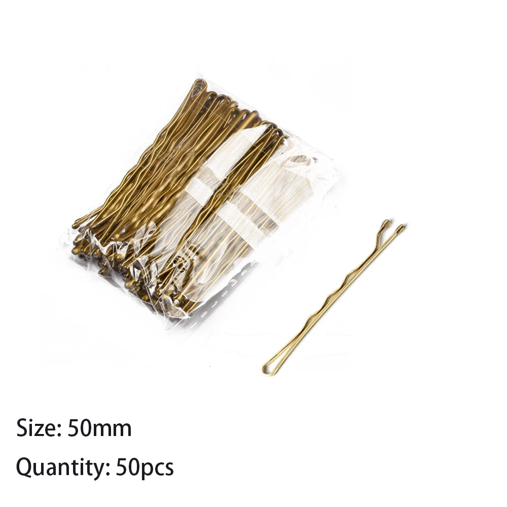 Elegant Bridal U-Shape Hair Pins Set - 50pcs Decorative Clips for Women and Girls