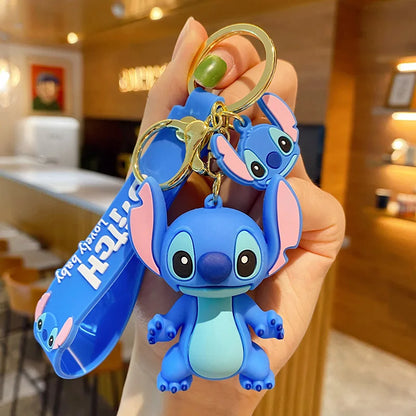 Kawaii Anime Disney Keychain Set Featuring Mickey Mouse, Minnie, Lilo & Stitch