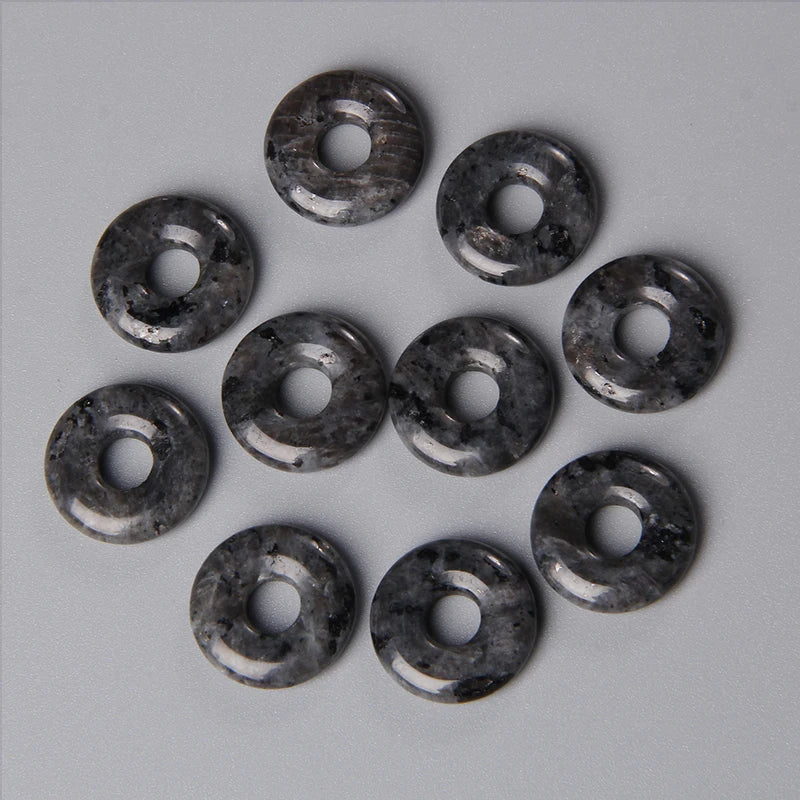 Elegant Labradorite Jade Agate Donut Beads Set for Jewelry Crafting 18mm 5pcs