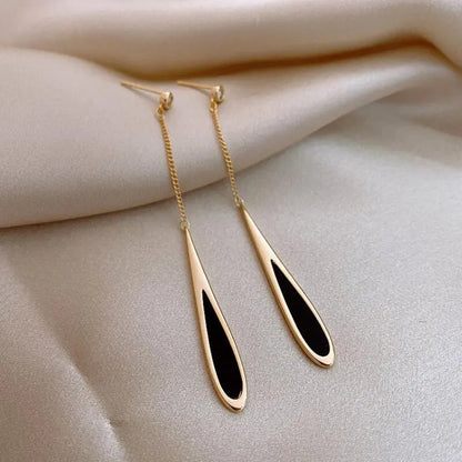 Stylish Gold Geometric Square Drop Earrings Long Tassel Dangle for Women