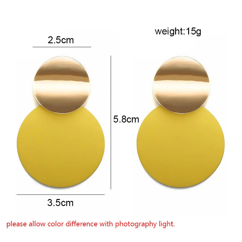 Elegant Double-Layer Round Pendant Drop Earrings for Women - European Fashion Zinc Alloy Dangles