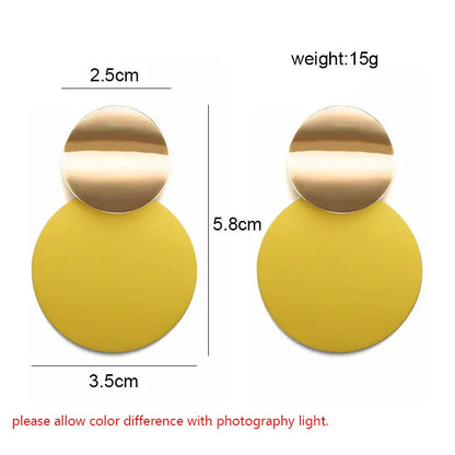 Elegant Double-Layer Round Pendant Drop Earrings for Women - European Fashion Zinc Alloy Dangles