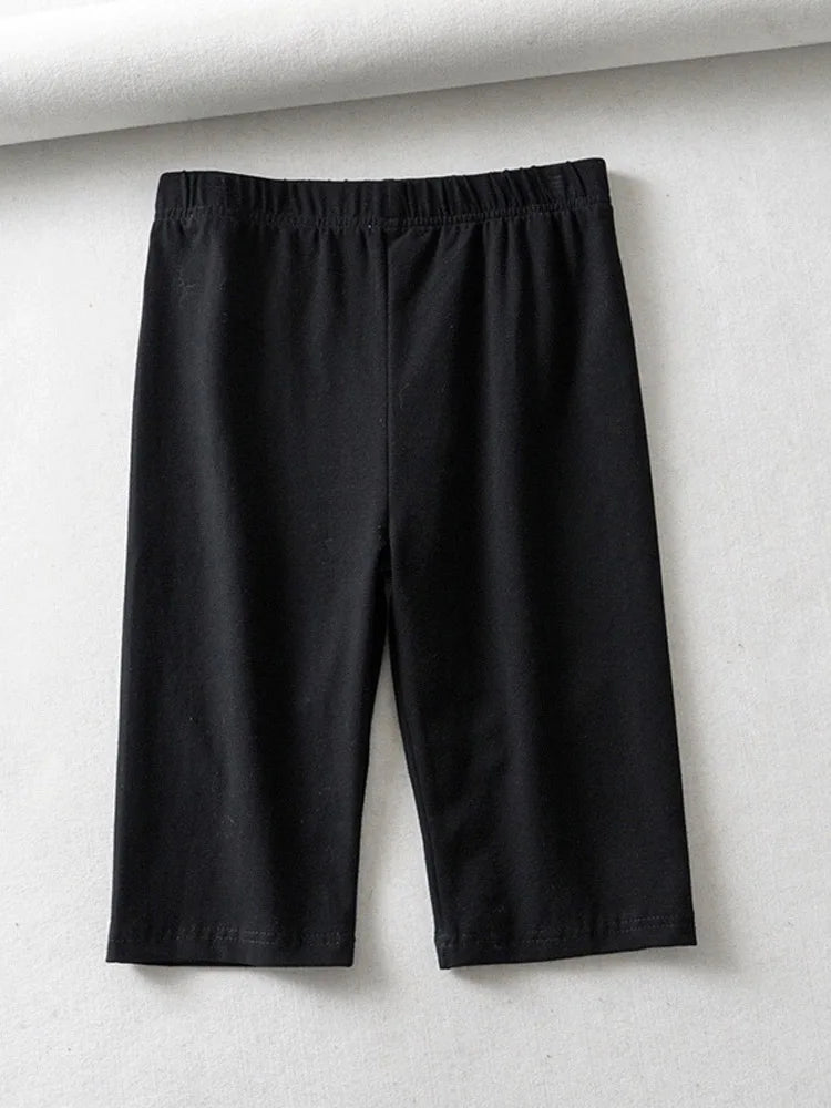 Sexy Women Cotton High Waisted Knee Length Bike Shorts