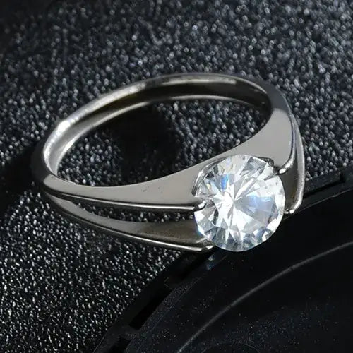 MeMolissa Luxury Clear Stone Crystal Wedding Rings Gold Plated Stainless Steel Jewelry 39R1-SR