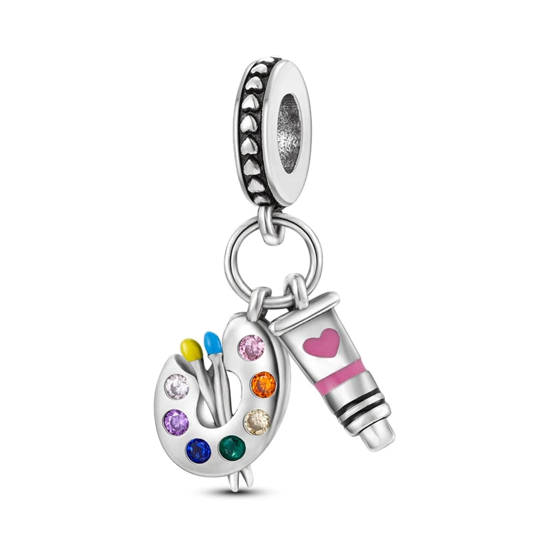 Silver Plated Travel Sunflower Lucky Charms Dangle Pendant Fit Original Pandora Bracelet DIY KTC434