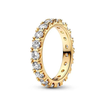Elegant Gold Tone 925 Sterling Silver Heart Crown Ring for Women PURPLE