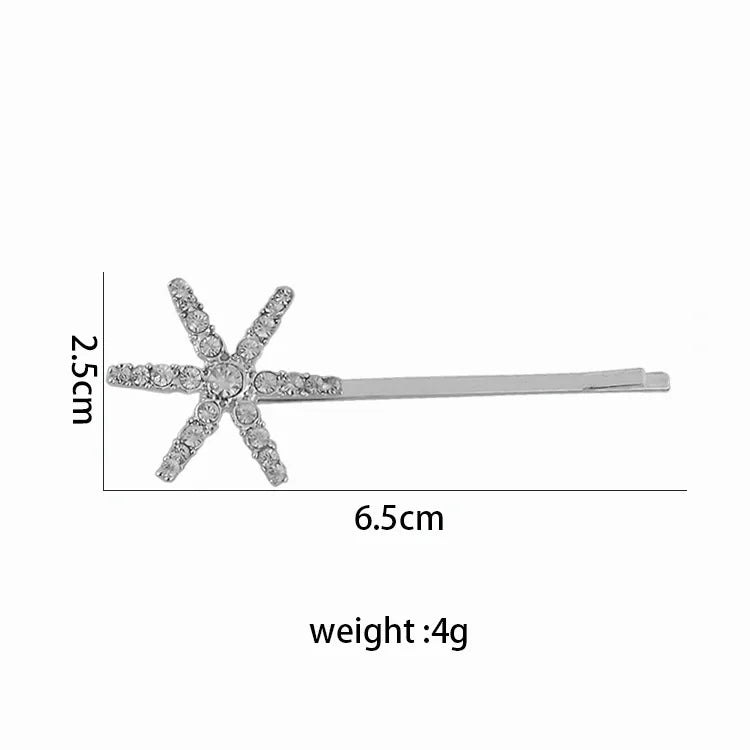 Korean Crystal Star Snowflake Hairclip for Women Fashion Accessories