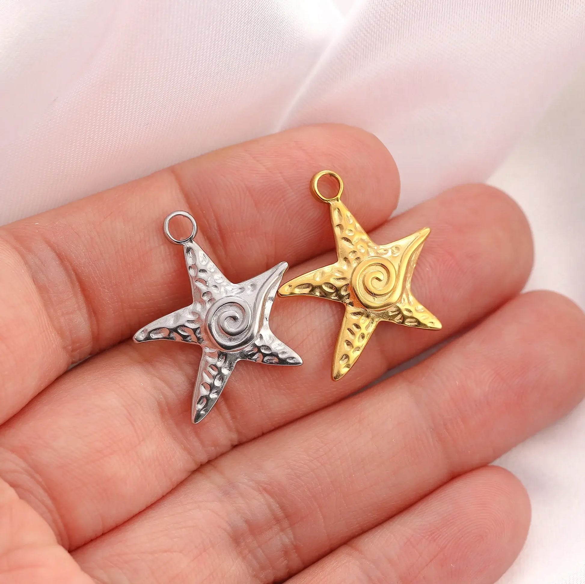 3PCS Stainless Steel Charms Ocean Series Starfish Pendant