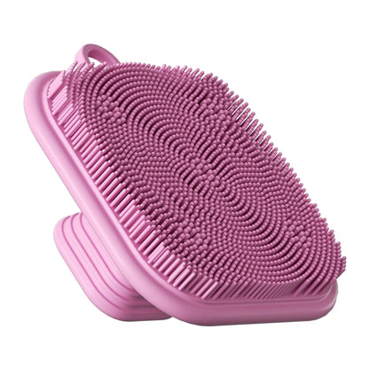 Travel-Friendly 2-in-1 Silicone Brush for Face & Beard Care - Top-Rated Exfoliator Pink