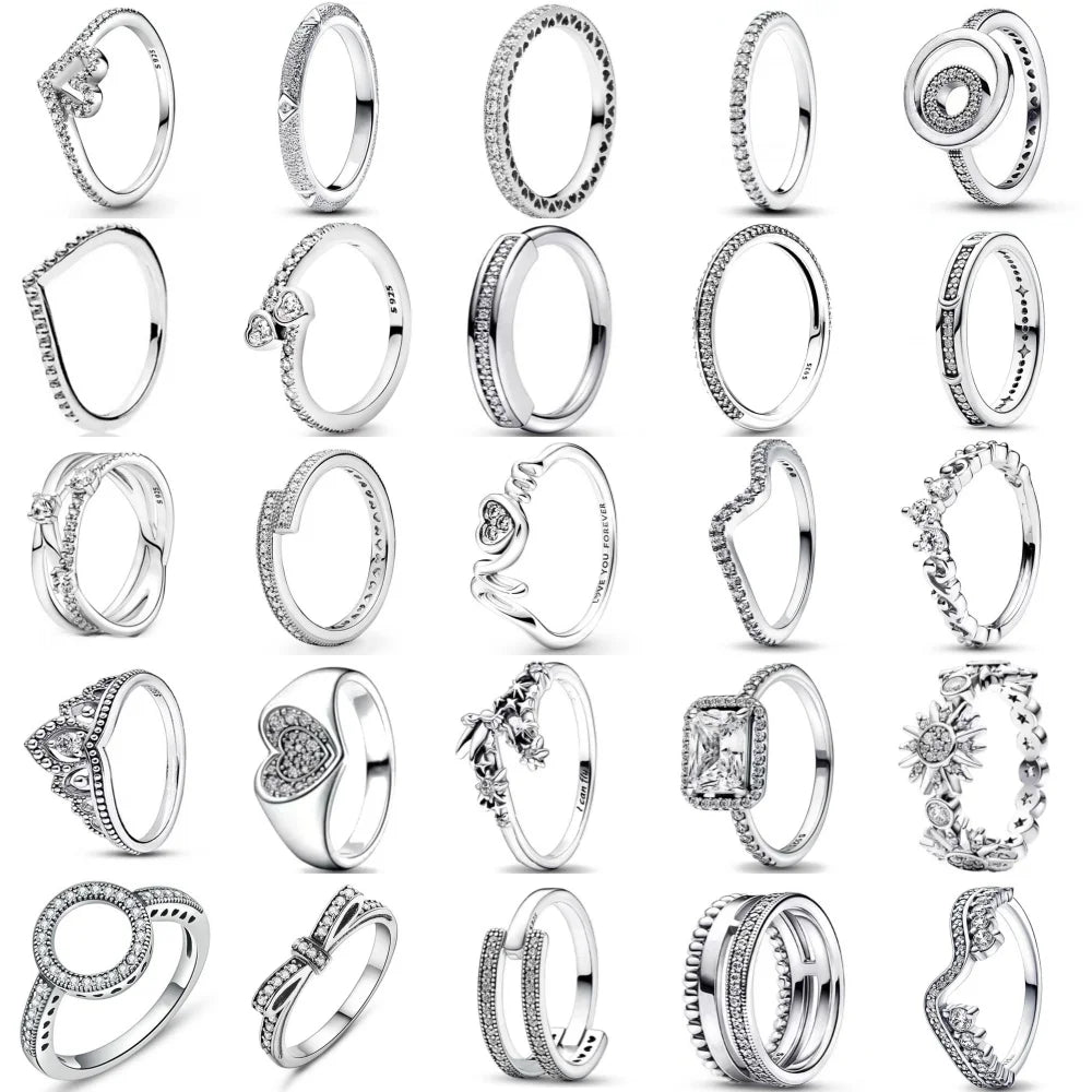 European 925 Silver Heart-Shaped Ring for Women Available in Sizes 6 7 8 9 Exquisite High-Quality Jewelry for Weddings and Parties