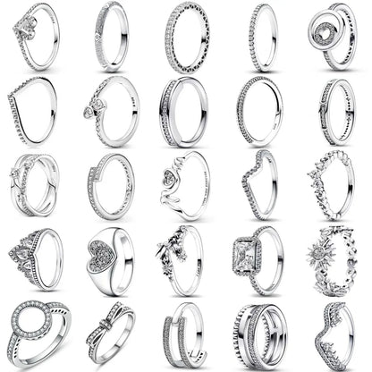 European 925 Silver Heart-Shaped Ring for Women Available in Sizes 6 7 8 9 Exquisite High-Quality Jewelry for Weddings and Parties