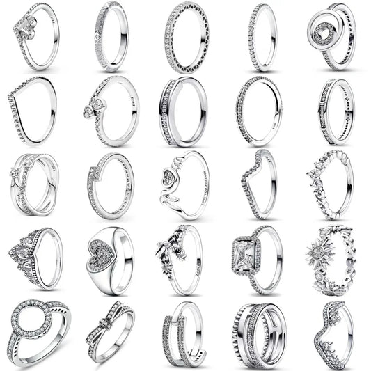 European 925 Silver Heart-Shaped Ring for Women Available in Sizes 6 7 8 9 Exquisite High-Quality Jewelry for Weddings and Parties