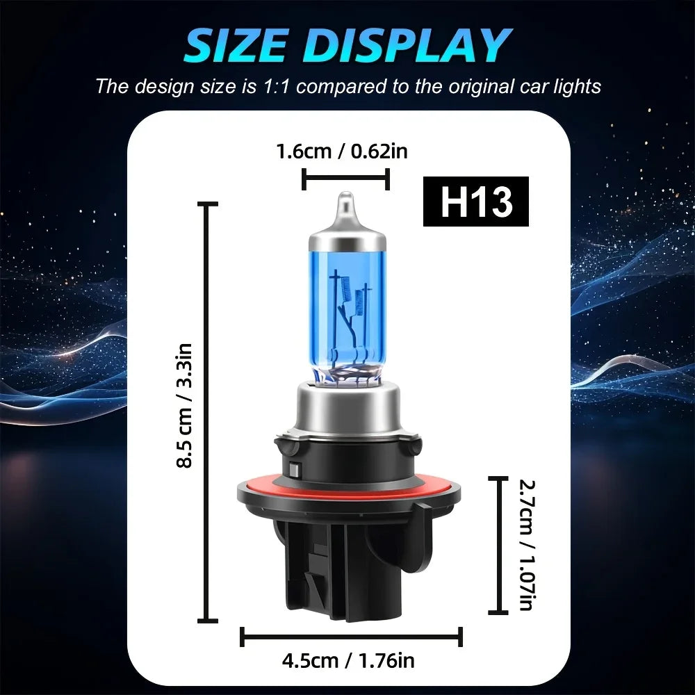 2pcs H13 H11 H7 H1 Halogen Headlights 6000K White 100W Plug and Play Enhanced Visibility Auto Headlight Lamp Mini Size