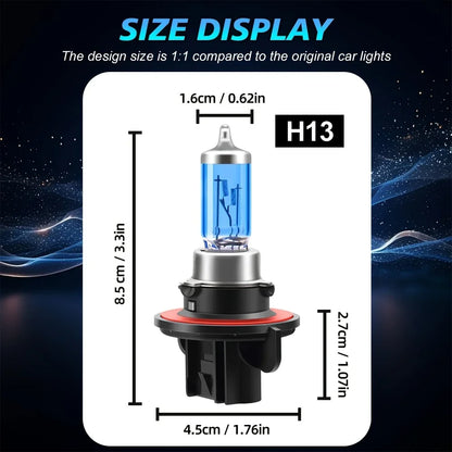 2pcs H13 H11 H7 H1 Halogen Headlights 6000K White 100W Plug and Play Enhanced Visibility Auto Headlight Lamp Mini Size