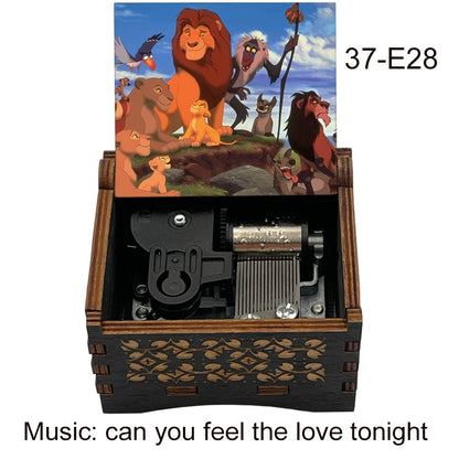 Lion King Wooden Music Box with Can You Feel the Love Tonight Melody for Kids Birthday Party Gift