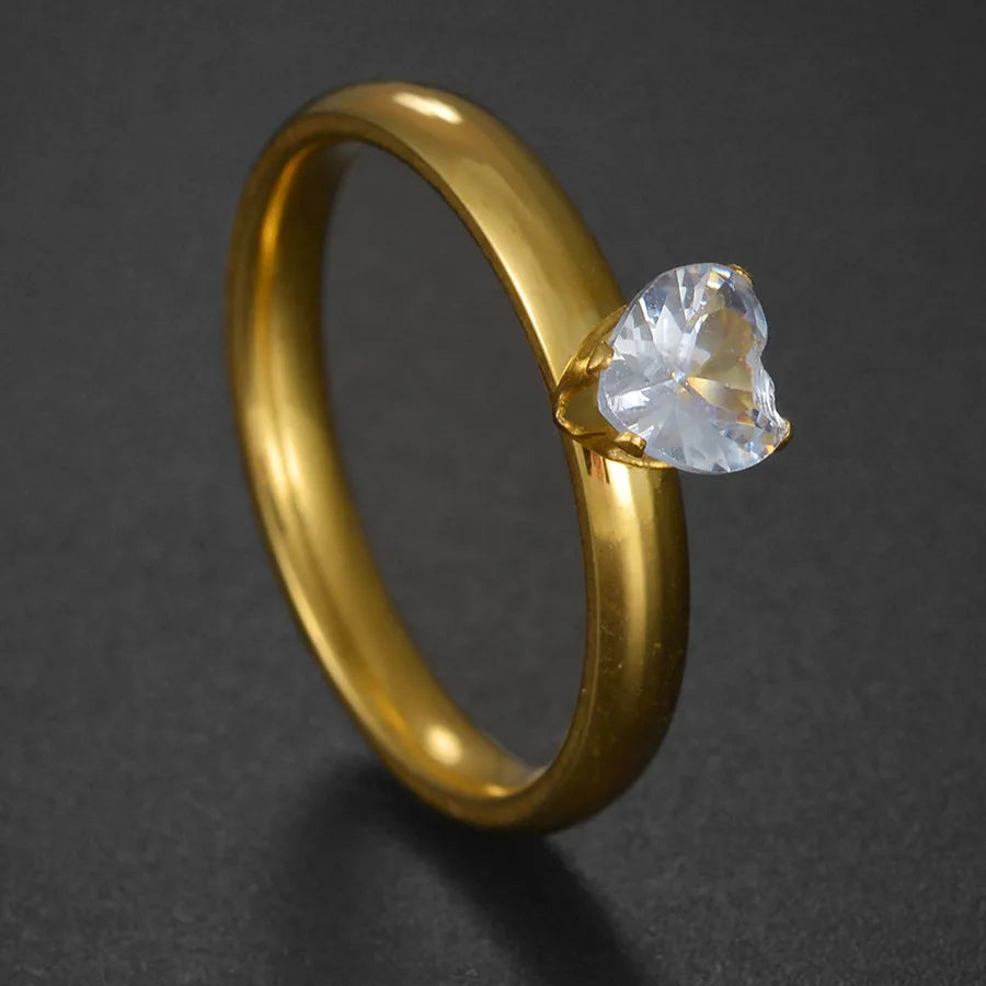 Elegant Zircon Crystal Stainless Steel Ring for Weddings and Engagements