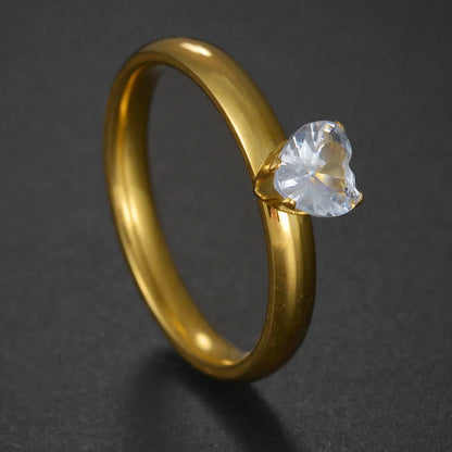 Elegant Zircon Crystal Stainless Steel Ring for Weddings and Engagements