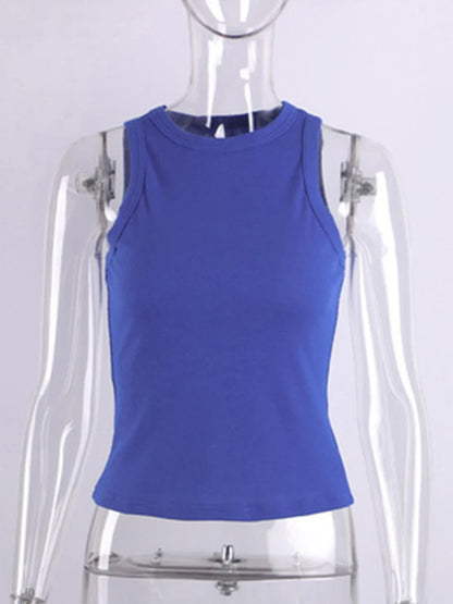 Ribbed Knitted Tank Top For Women Off Shoulder White Black
