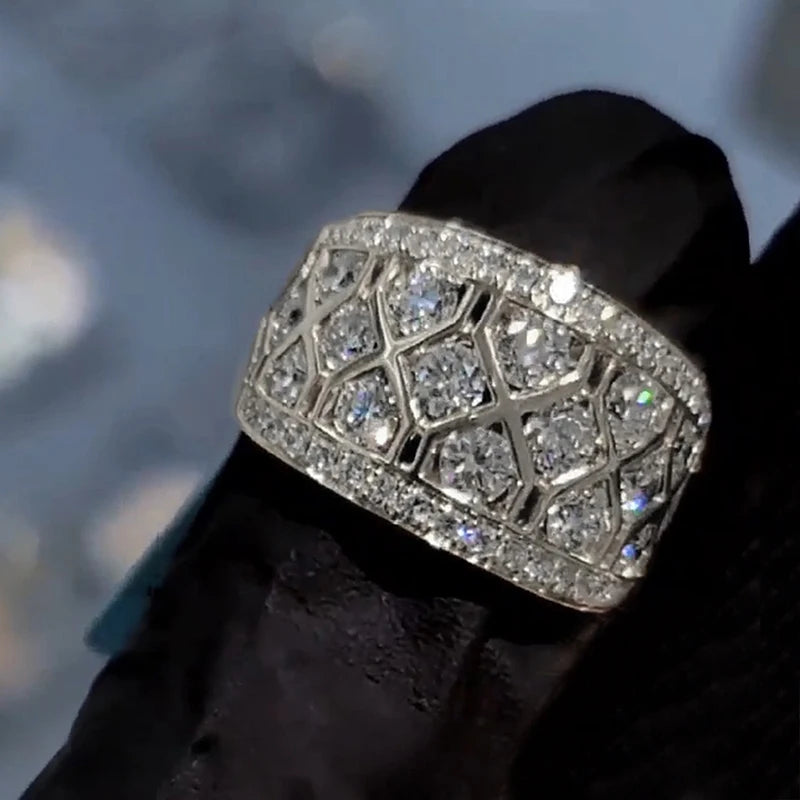 Huitan Bling Cubic Zirconia Wedding Rings for Women Fashionable Engagement Jewelry