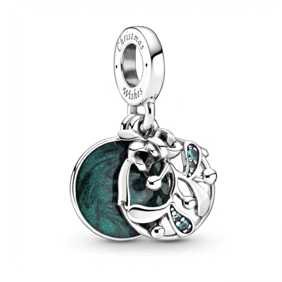 DIY Christmas Charm Bracelet with Santa Reindeer Snowman Tree Train Beads in Silver 925 YY0735