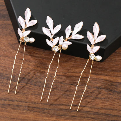 Elegant Pearl Rhinestone Flower Hair Pins for Women Wedding Accessories