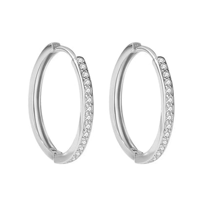925 Sterling Silver Zircon Hoop Earrings For Women Wedding Engagement Luxury Jewelry Sizes 8 12 16 20mm