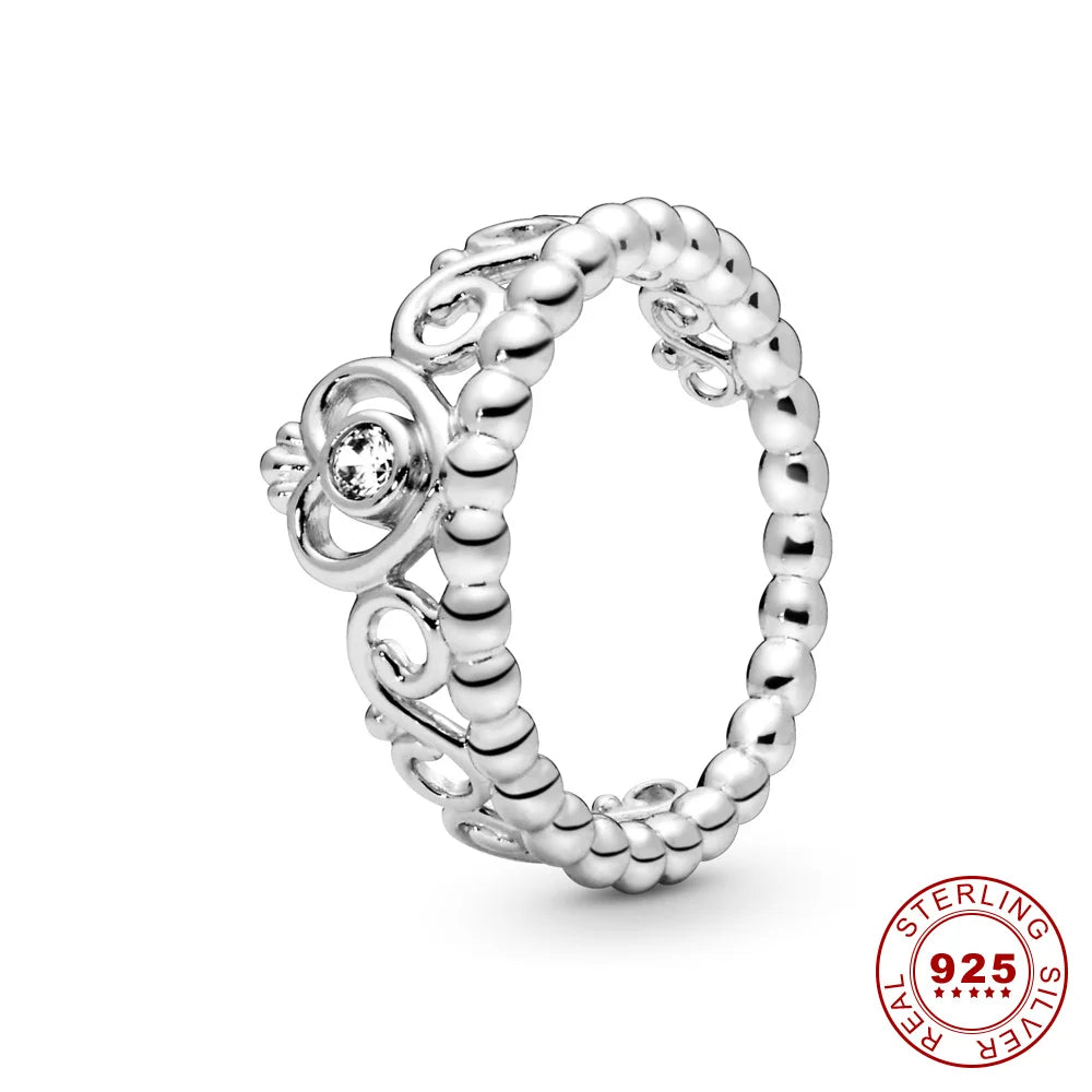Crown 925 Sterling Silver Stackable Ring with Shiny Rose Gold Zircon for Women Perfect for Weddings and Parties PAR318