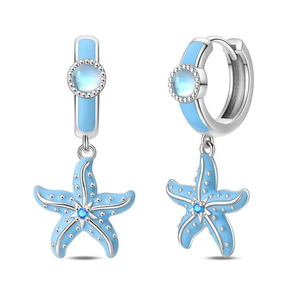 925 Sterling Silver Colorful Butterfly Heart Flower Starfish Bow Geometry Stud Earrings for Women Gift Jewelry Accessories