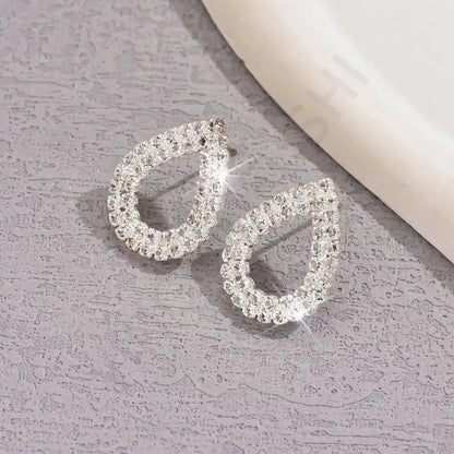 Bling Sweet Heart Geometric Glass Stud Earrings for Trendy Elegant Women