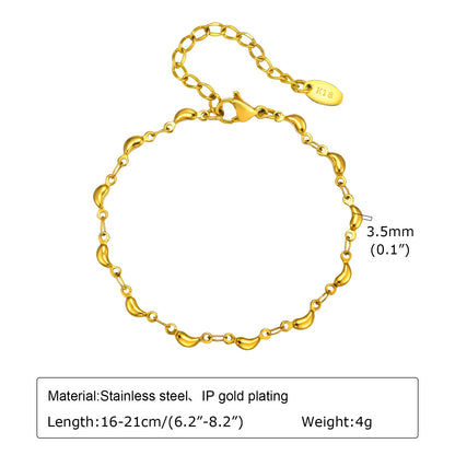 Elegant Gold Plated Link Bracelet for Women - Adjustable Stainless Steel Waterproof Jewelry
