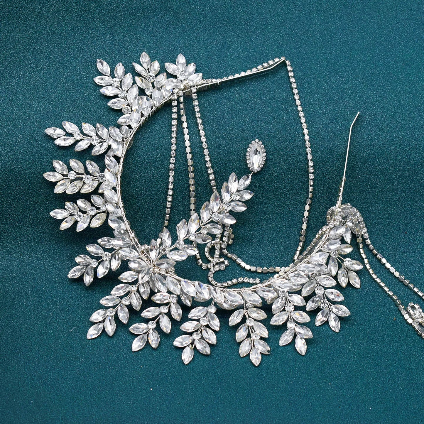 Elegant Rhinestone Wedding Tiara Silver Crystal Bride Headband