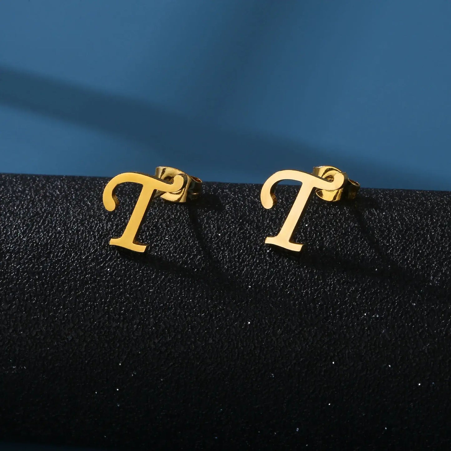 Tiny Stainless Steel Initial Letter Stud Earrings Gift T