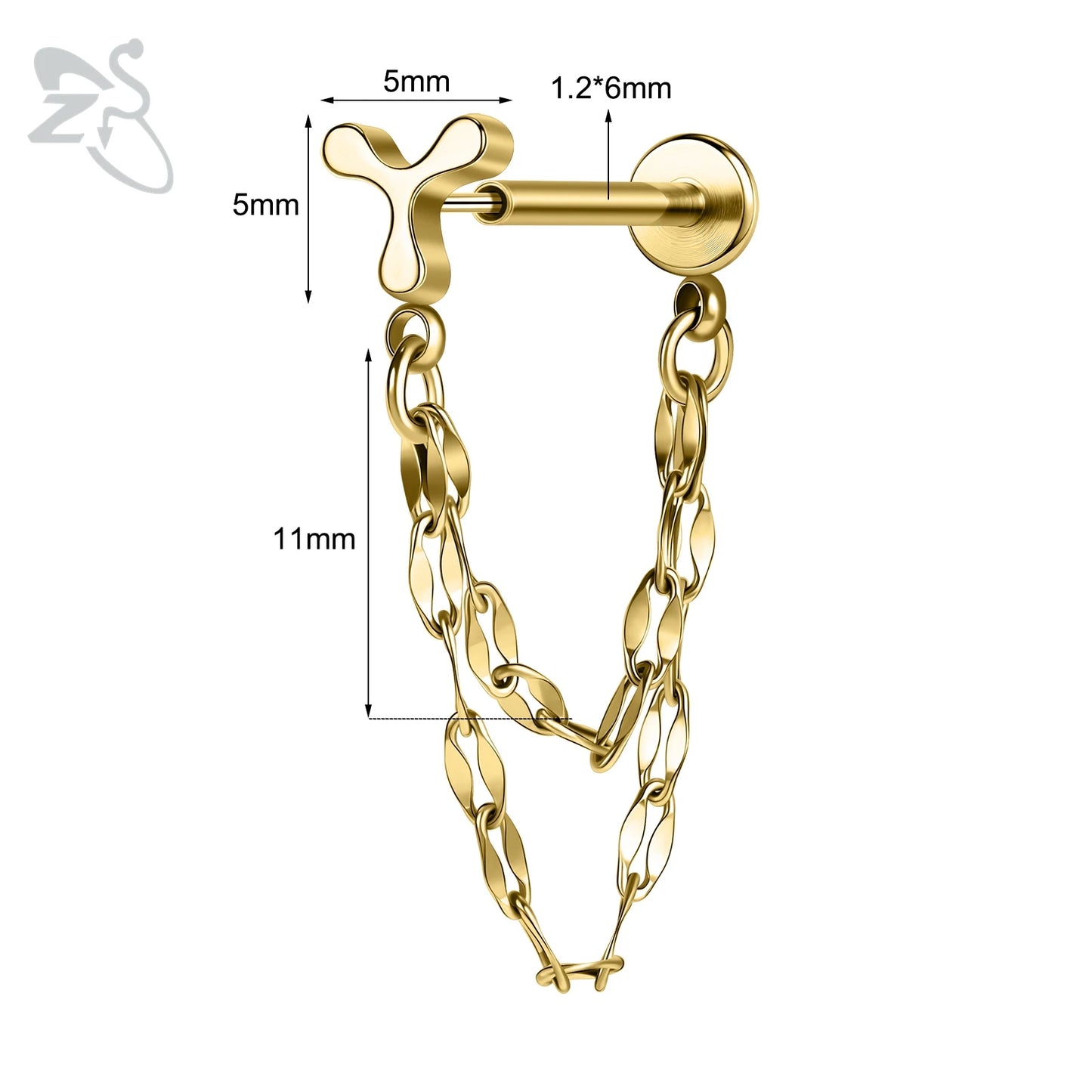 ZS 16G Stainless Steel Stud Earrings for Women and Girls with CZ Crystal Tassel Drop Design