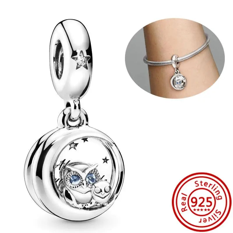 925 Sterling Silver Animal Charms Bracelet Beads with Zircon - Unicorn, Squirrel, Elephant Y388