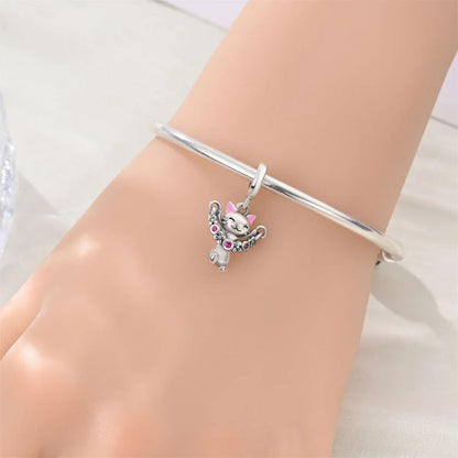 925 Sterling Silver Animal Charms Set Elephant Cat Capybara Swan Zircon Beads for DIY Necklace and Bracelet Jewelry Gift