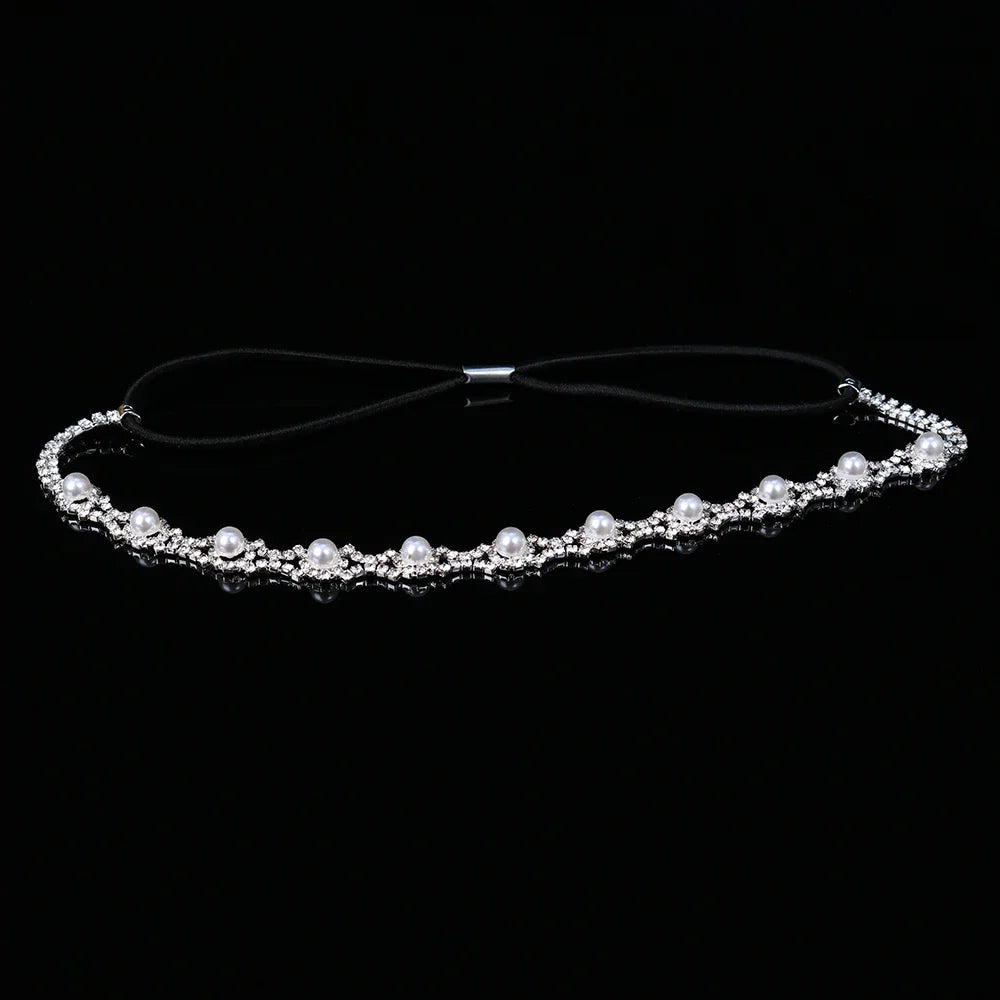 Elegant Bridal Rhinestone Headband with Pearls and Crystal Accents